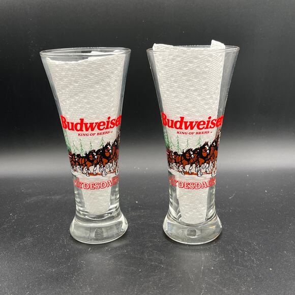 Budweiser Clydesdales Pilsner Beer Glasses 1996 Set of Two - Picture 2 of 8